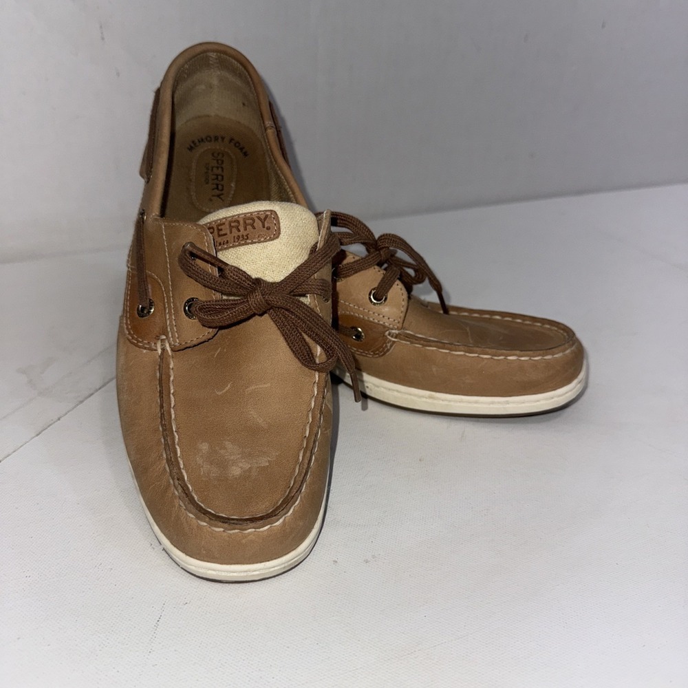 Sperry Bluefish Boat Shoes Linen Tan Old Money Classic Loafers Women's Size 10